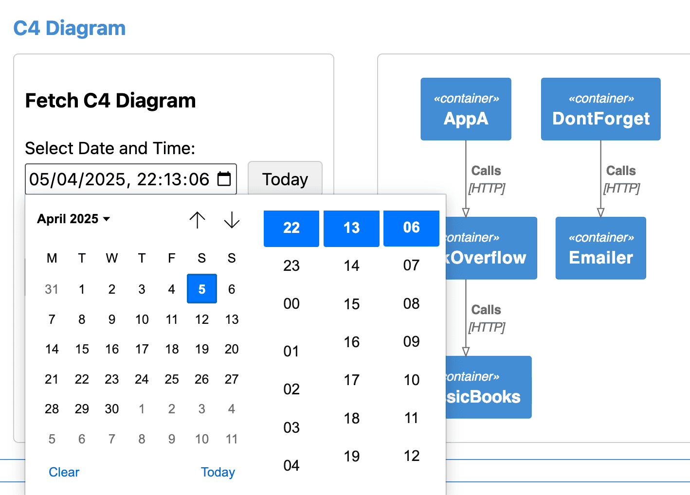 Time machine view allowing user to view the applications and their communications over time